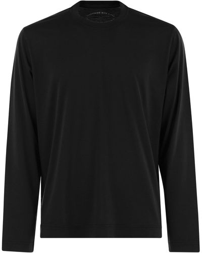 Fedeli Extreme Long Sleeved Giza Cotton T Shirt - Black