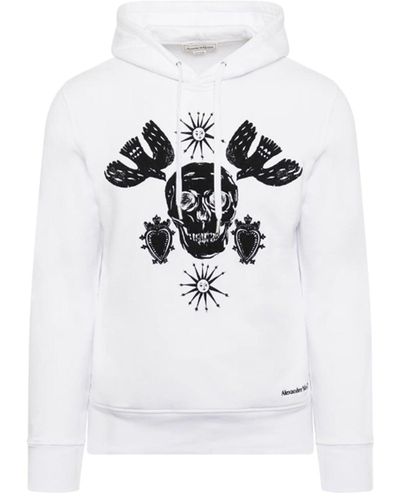 Alexander McQueen Sweatshirt mit Kapuze und Logo aus Baumwolle - Weiß