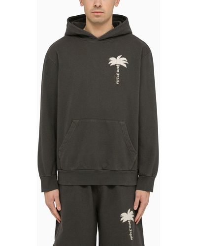 Palm Angels Dark Hoodie With Logo Print - Gray