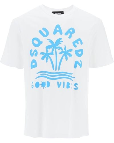 DSquared² T -Shirt mit Logodruck - Blau