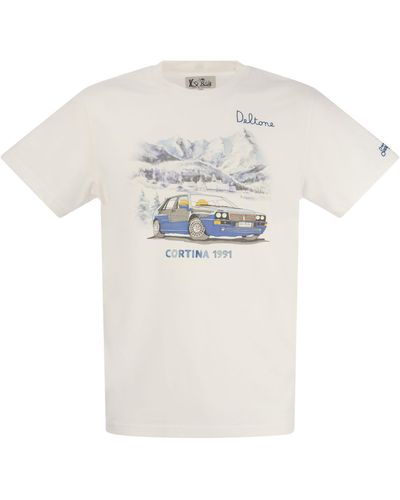 Mc2 Saint Barth Cotton T -Shirt mit Cortina 1991 Druck - Weiß