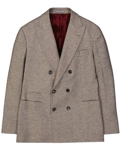 Brunello Cucinelli Zweireihige Jacke aus Wolle - Braun