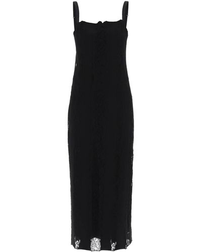 Dolce & Gabbana Jersey und Spitzen -Maxi -Kleid - Negro