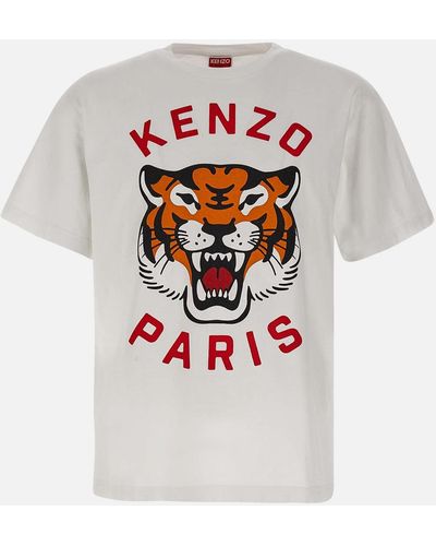 KENZO Lucky Tiger Oversize White T -shirt - Wit