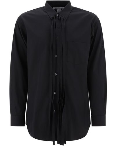 Comme des Garçons Omzoomd Katoenen Popelijn Shirt - Zwart