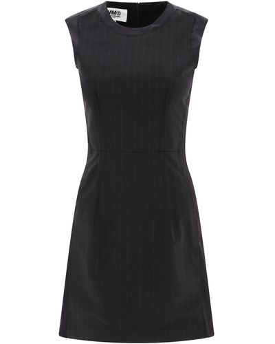 MM6 by Maison Martin Margiela Pinstriped Dress - Black