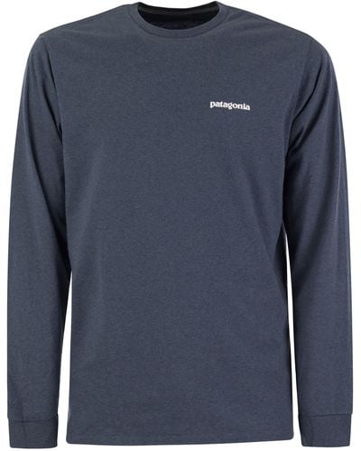 Patagonia T -shirt Met Logo Lange Mouwen - Blauw