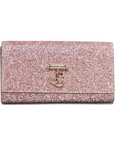 Jimmy Choo "Avenue" Wallet With Pearl Strap - Pink