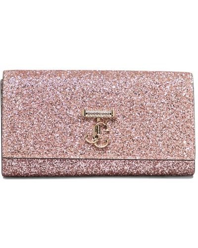 Jimmy Choo "Avenue" Brieftasche mit Perlenriemen - Pink