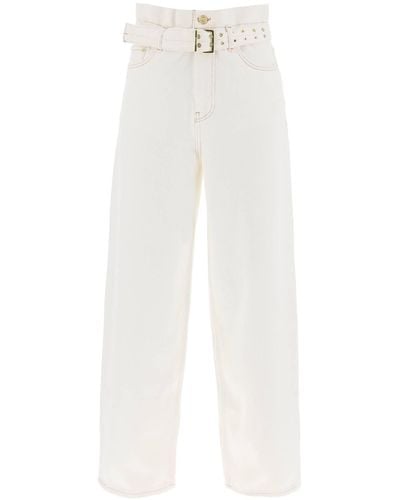 Ganni Bolso de papel de jeans con cinturón y - Blanco