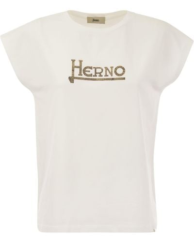 Herno Baumwoll -Interlock -T -Shirt - Weiß