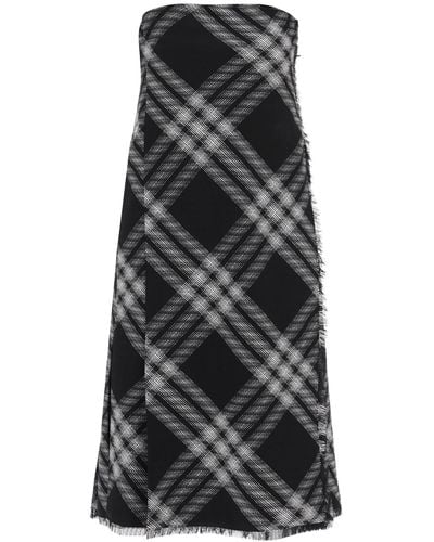 Burberry Midi -jurk Met Controlepatroon - Zwart