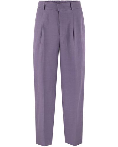 PT Torino Daisy Viscose And Linen Pants - Purple