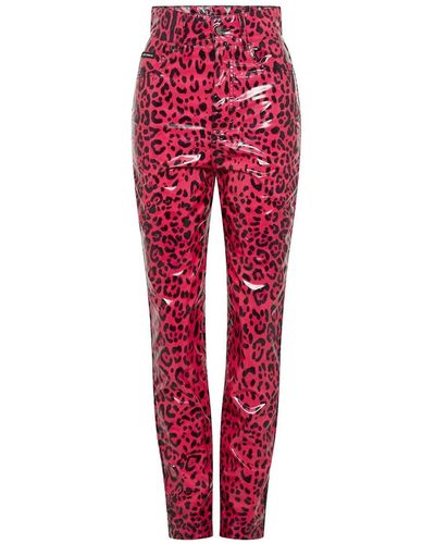 Dolce & Gabbana Leopard Skinny Pants - Rood
