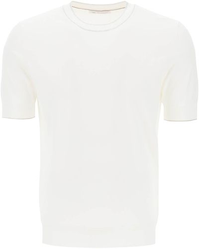 Brunello Cucinelli Katoenen Garen T -shirt Voor Mannen - Wit
