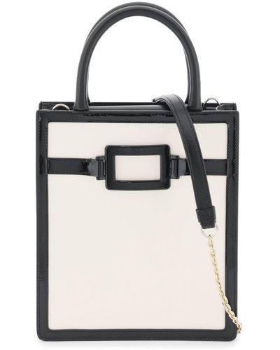 Roger Vivier 'belle Vivier Voyage' Mini Tote Bag In Patent Leather - White