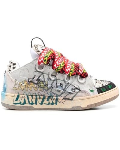 Lanvin Curb Leather Sneakers - Weiß