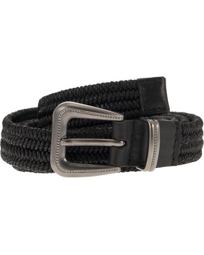 Brunello Cucinelli Rustic Woven Linen Belt - Black