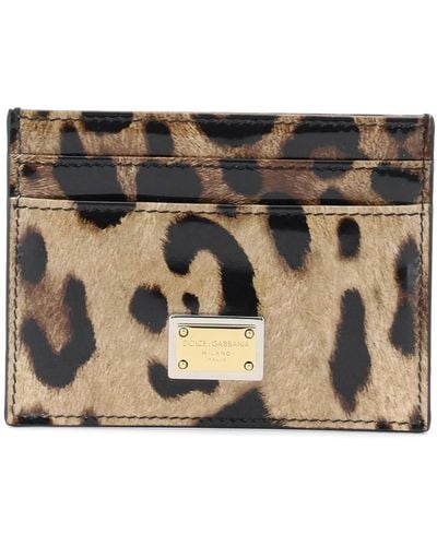 Dolce & Gabbana Titular de la tarjeta de cuero estampado de leopardo de - Negro