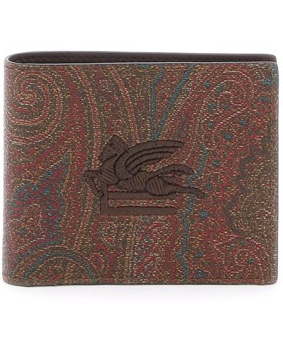 Etro Paisley BIFold Wallet mit Pegaso -Logo - Braun