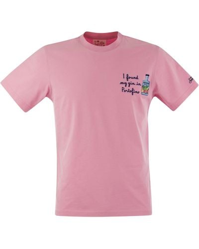Mc2 Saint Barth T -Shirt mit Brustdruck - Pink