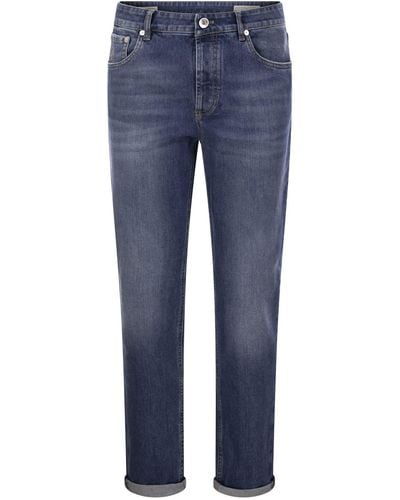 Brunello Cucinelli Fünf Taschenschleiche Fit Hosen im Komfort Jeans - Blau