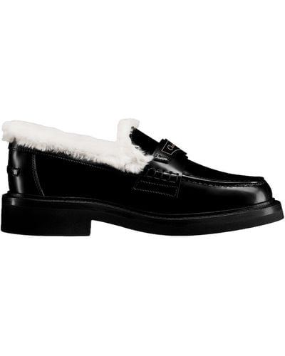 Dior Lederen Logo Loafers - Zwart