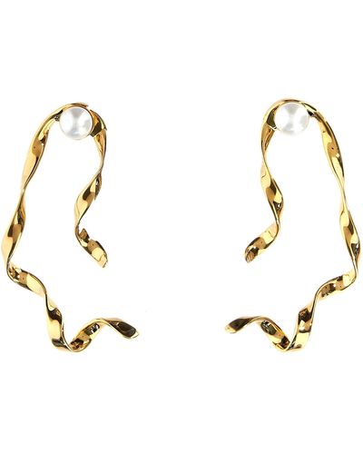 Dries Van Noten Pendientes de perlas - Metálico