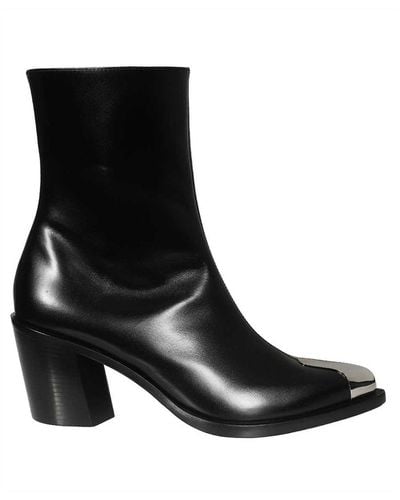 Alexander McQueen Leather Cowboy Punk Boots - Negro