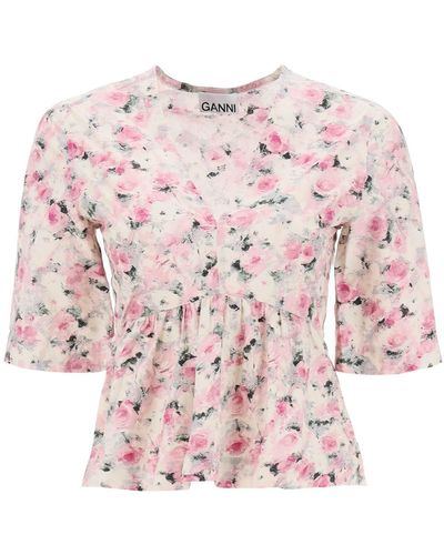 Ganni Blouse de péplum floral - Multicolore