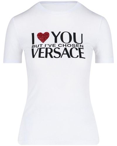 Versace Gedrukt Logo T -shirt - Wit