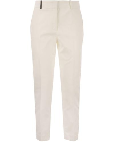 Peserico Pantalon en ajustement emblématique en satin de coton confort - Blanc