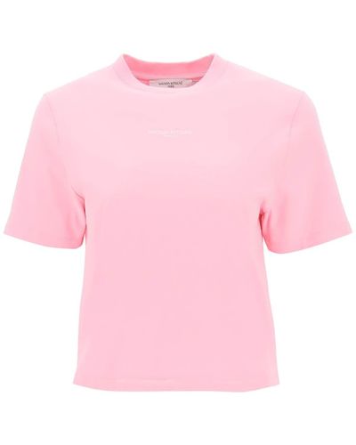 Maison Kitsuné Boxy T -Shirt mit Logo -Detail - Pink