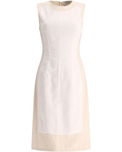 Max Mara "Yang" Doppelfarbe ärmellose Kleid - Weiß