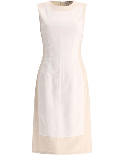 Max Mara "Yang" Double Color Sleeveless Dress - White