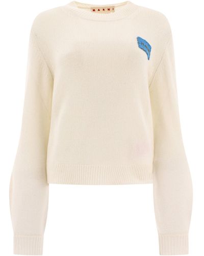 Marni Cashmere Sweater Met Patch - Naturel