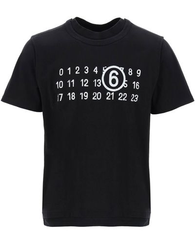 MM6 by Maison Martin Margiela Layered T -Shirt mit numerischem Signature -Druckeffekt - Schwarz