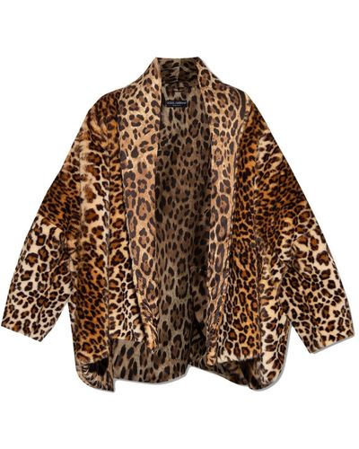 Dolce & Gabbana X Kim Leopard Faux Fur Jacket - Bruin