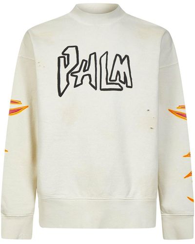 Palm Angels Cotton Logo Sweatshirt - Wit