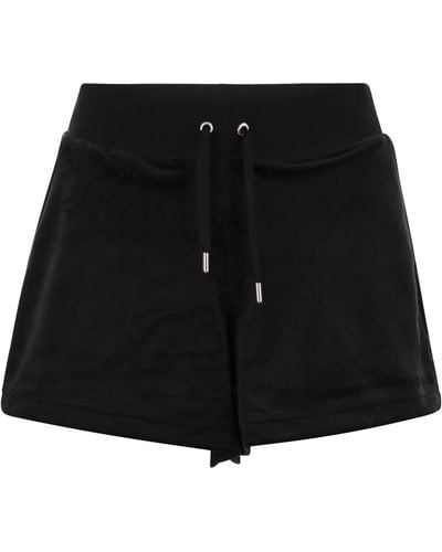 Juicy Couture Pantalones cortos de terciopelo de alta costura - Negro