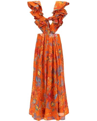 Zimmermann 'ginger' Kleid Mit Ausschnitten - Oranje