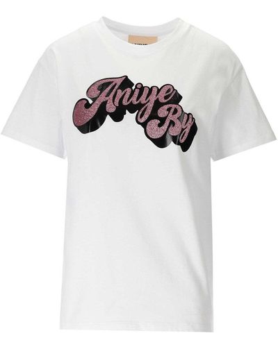Aniye By Aniye von Meda White Glitter T -Shirt - Weiß