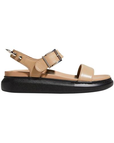 Alexander McQueen Spikes Leather Sandals - Brown