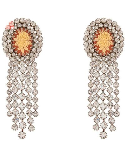 Alessandra Rich Rose Cameo -ohrringe - Wit