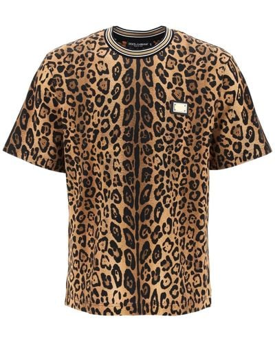 Dolce & Gabbana Leopard Print T -shirt Met - Bruin