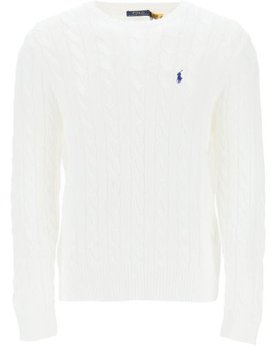 Polo Ralph Lauren Pullover In Cotone A Trecce - Bianco