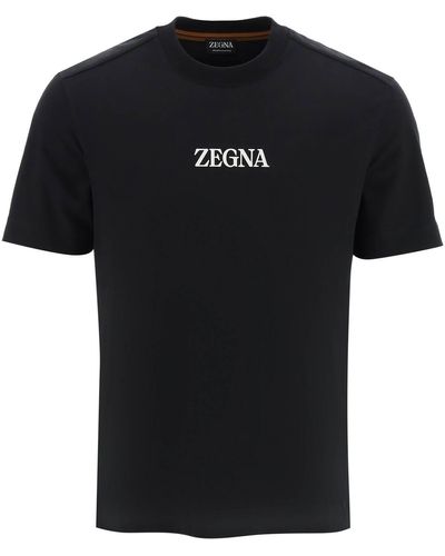 Zegna T-shirt Met -logo Van Zuiver Katoen - Zwart