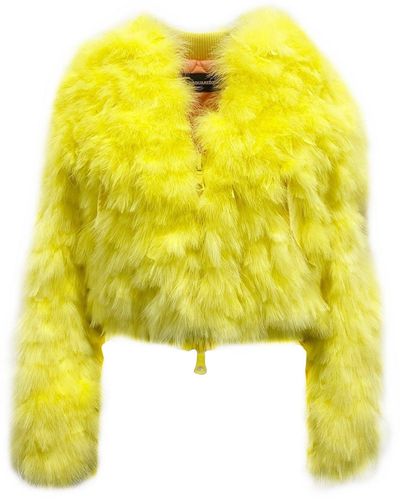 DSquared² Feathers Bomber Jacket - Yellow
