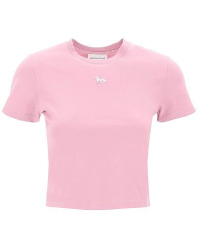 Maison Kitsuné "Cropped Baby Fox T -Shirt - Pink