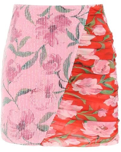 ROTATE BIRGER CHRISTENSEN Mini jupe à imprimé floral et à paillettes - Rose
